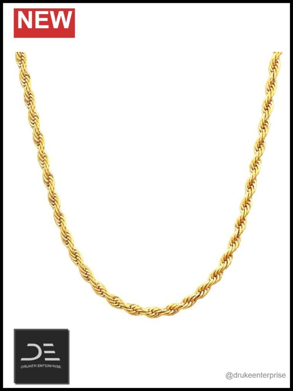 14K Solid Yellow Gold Twisted Rope Chain Necklace Unisex 1.5mm-4.2mm